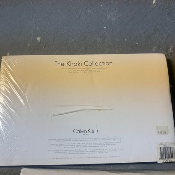Calvin Klein "The Khaki Collection" 100% Cream King Flat Sheet - Picture 2 of 2